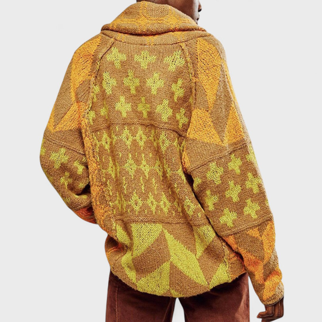 Portia - Kardigan vintage z kołnierzykiem button down i długim rękawem