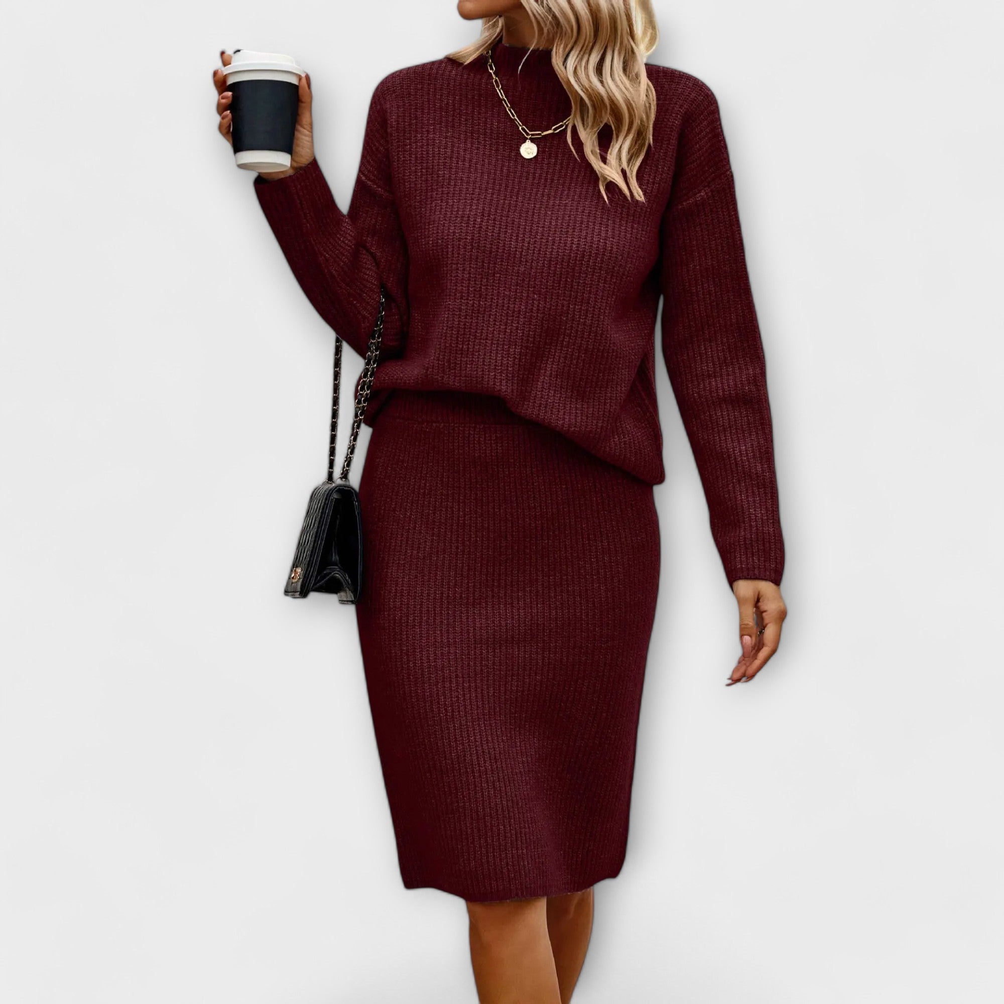 Komplet z swetrem i spódnicą w dwóch częściach