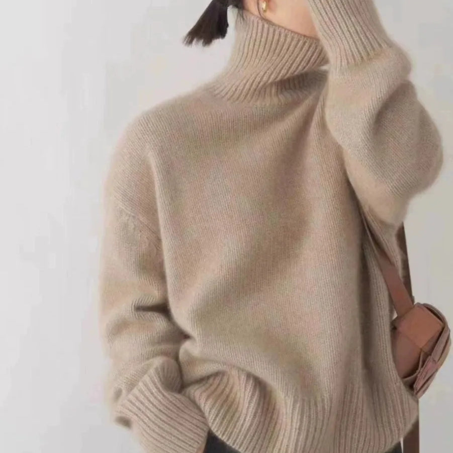 Zoey - Oversize Sweter z Wysokim Kołnierzem